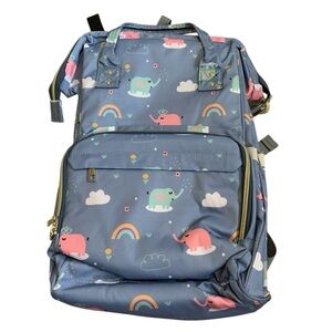 Cute Elephant Rainbow Insulated Diaper Bag Backpack